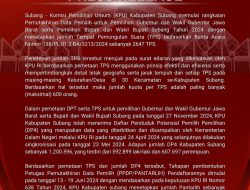 KPU Kabupaten Subang Terbitkan Press Rilis Terkait Pemilihan Gubernur Jabar dan Bupati Beserta Wakilnya