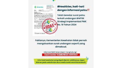 Waspada! Kemenkes Tegaskan Surat Undangan BIMTEK PMK No. 19 Tahun 2024 yang Beredar Adalah Palsu